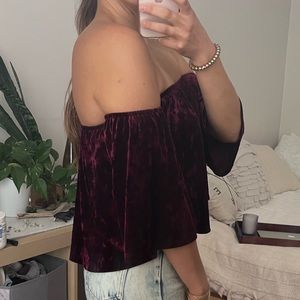 Burgundy velvet shirt